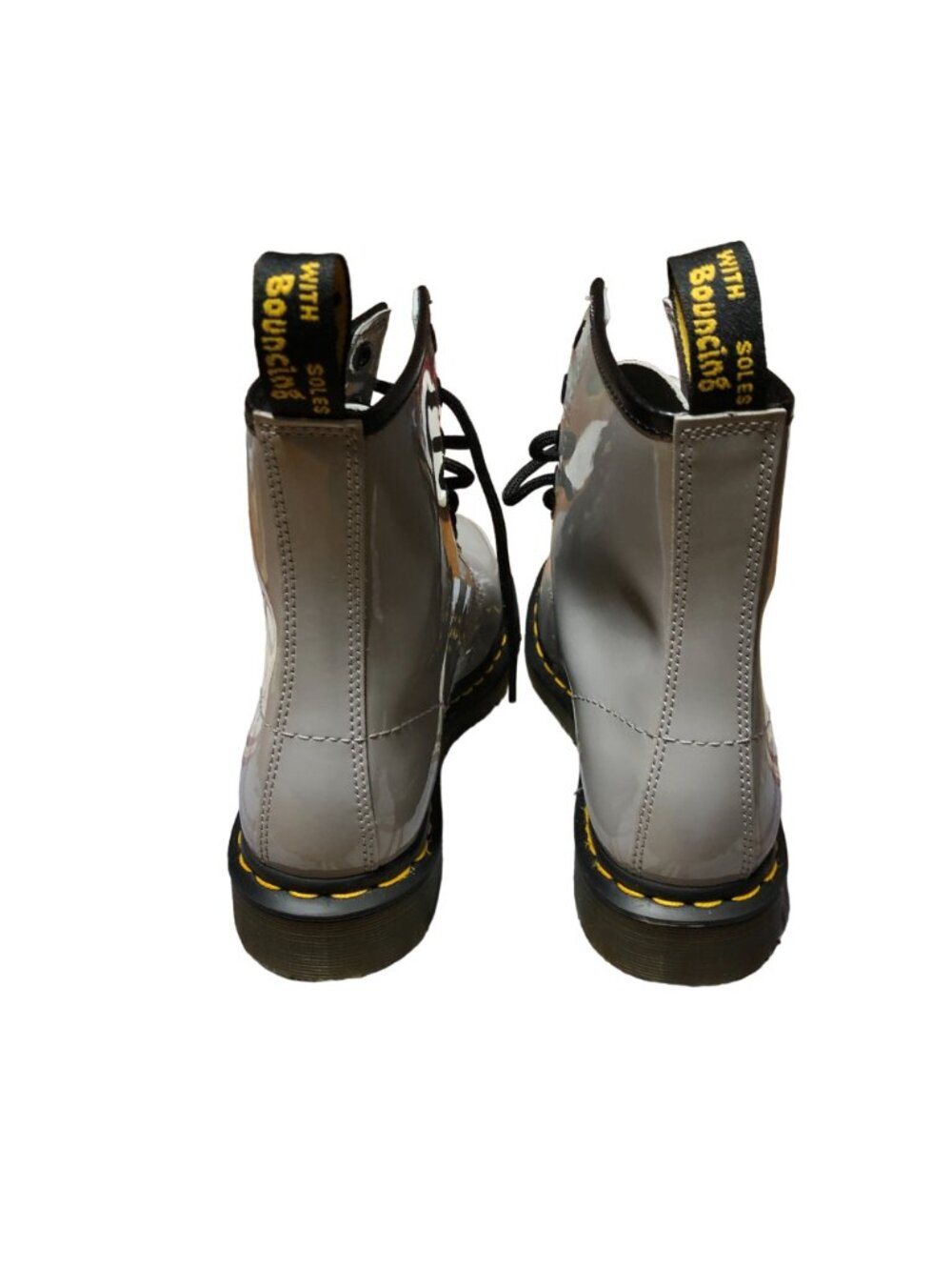 Dr Martens Combat Boots Airwair Zinc Gray Womens 7 AW004 Patent Leather Lace Up - Picture 6 of 12